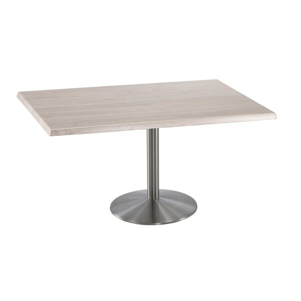 30" Tall OD214 Stainless Steel Table Base 22" Diameter 30"x48" White Ash Top